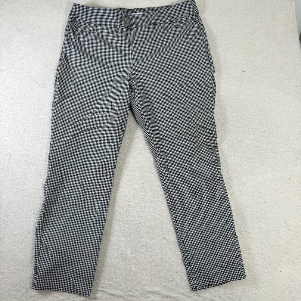 Kim Rogers Pull-On Pants Womens 18S Black White Houndstooth Excellent Stretch